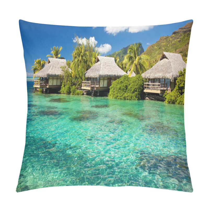 Personality  Over Water Bungalow With Steps Into Amazing Lagoon Pillow Covers