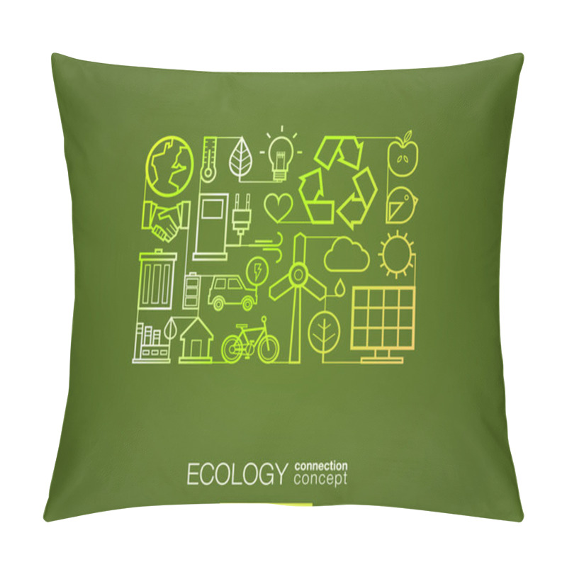 Personality  Ecology Integrated Thin Line Symbols Pillow Covers