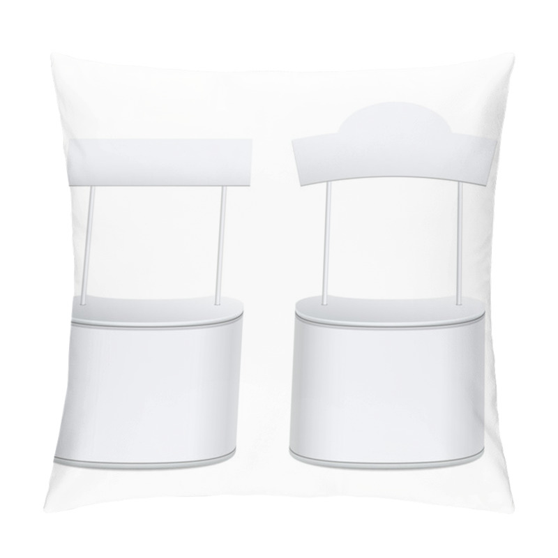 Personality  Promotion Trade Stand. White Empty Stand With A Signboard. Pillow Covers