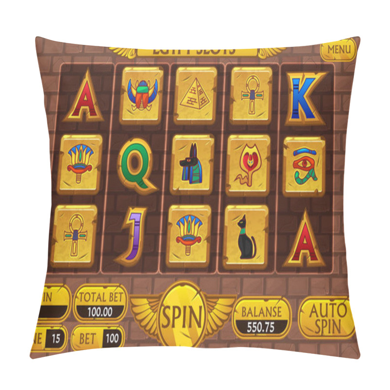 Personality  Egyptian Background Main Interface And Buttons For Casino Slot Machine Game, Symbols Egypt Pillow Covers