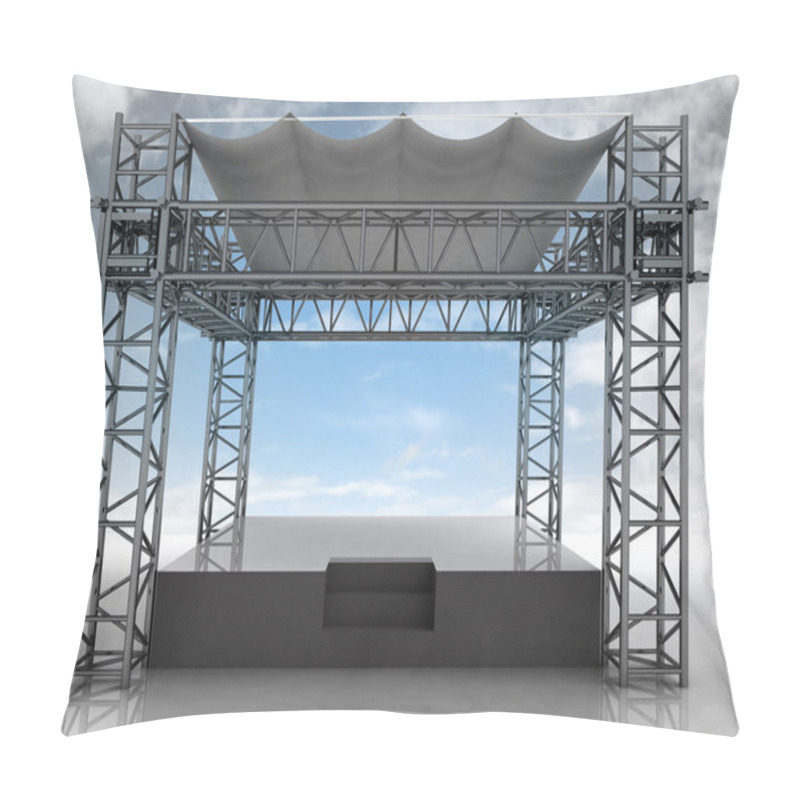 Personality  Empty Podium With Roof And Blue Sky Front View Pillow Covers