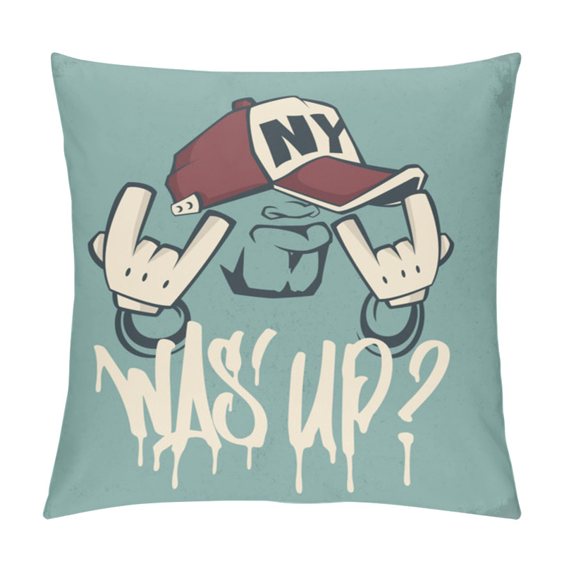 Personality  Cool Man In Cap, Hip Hop Face Vector Print Design Pillow Covers