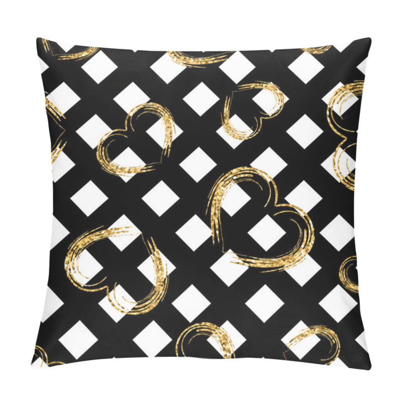 Personality  Golden Hearts Stripes Seamless Pattern Pillow Covers