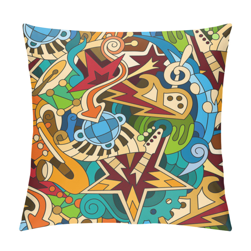 Personality  Seamless Pattern With Doodle Musical Instruments Pillow Covers