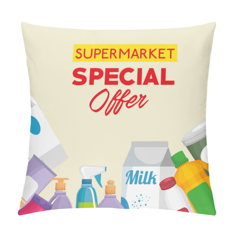 Personality  Supermarket Set Products With Special Offer Vector Illustration Design Pillow Covers