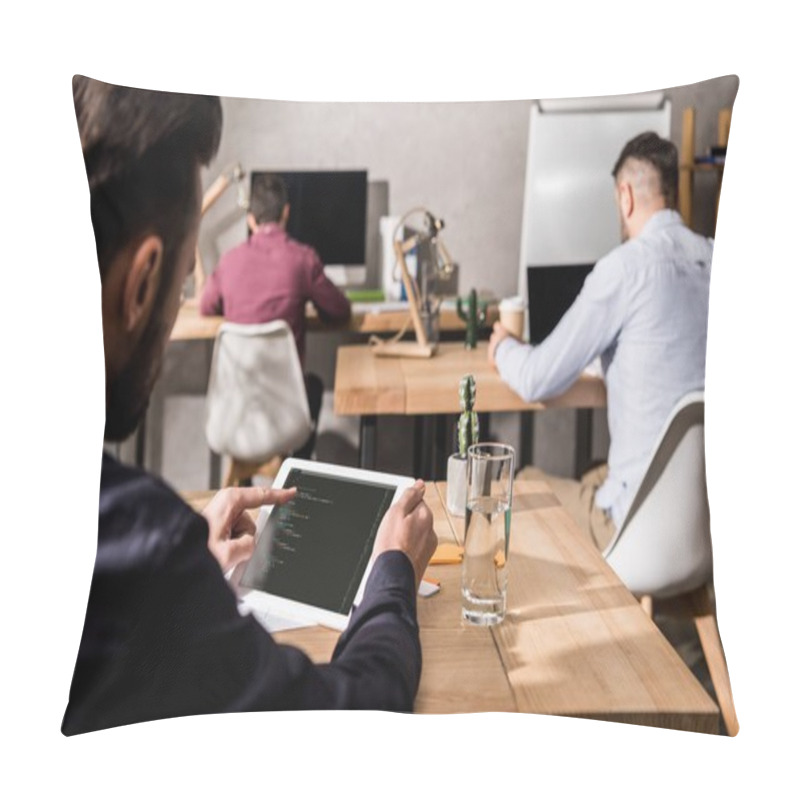 Personality  Businessman Holding Tablet With Loading System Pillow Covers