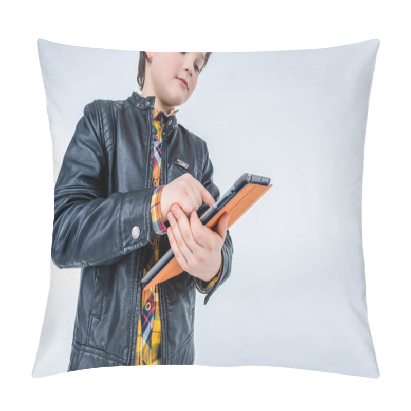 Personality  Boy Using Digital Tablet Pillow Covers