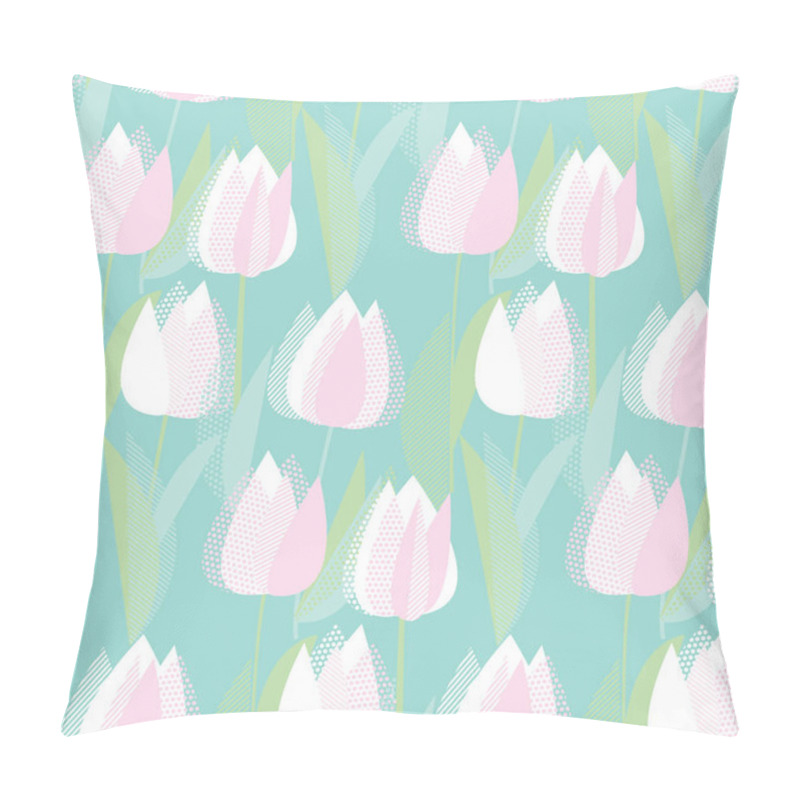 Personality  Modern Abstract White Tulip Flowers Seamless Pattern. Pillow Covers