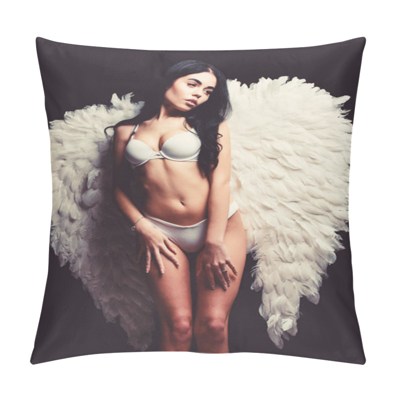 Personality  Sexy Woman In Erotic Lingerie. Fitness Body. Female Underwear. Love Games On Valentines Day. Fashion Beauty. Girl In Agnel Wings. Sexy Cupid. Sensual Woman With Sexy Body. Naked And Happy Pillow Covers