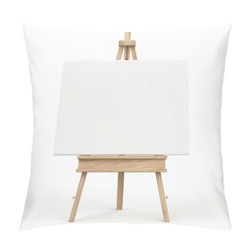 Personality  A Blank Canvas On A Wooden Easel, Ready For Artistic Creation And Inspiration. Pillow Covers