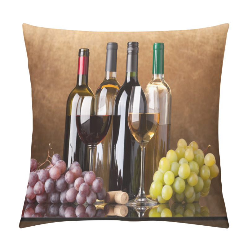 Personality  Bottles, Glasses And Grapes Pillow Covers