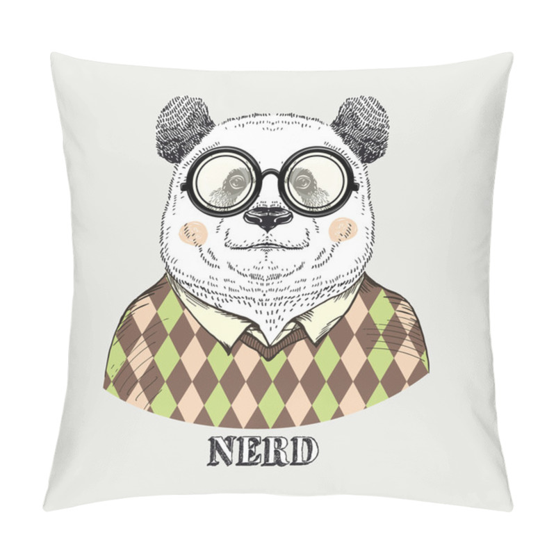 Personality  Panda Boy In Argyle Pullover Pillow Covers