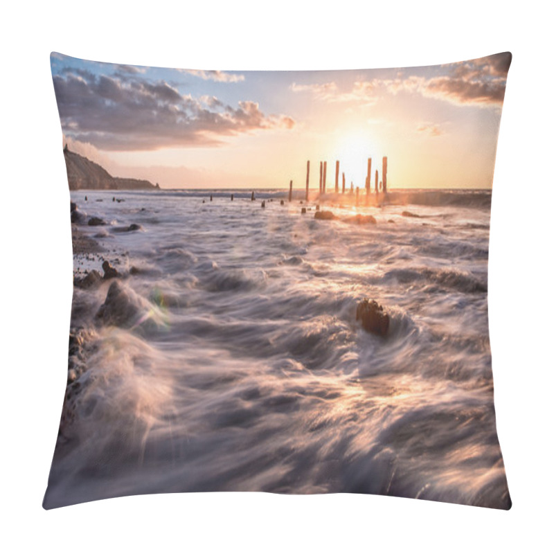 Personality  Sunset Over Jetty Remains Pillow Covers