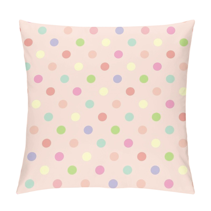 Personality  Colorful Vector Background With Polka Dots On Baby Pink Background - Retro Seamless Pattern Or Tile Texture Pillow Covers