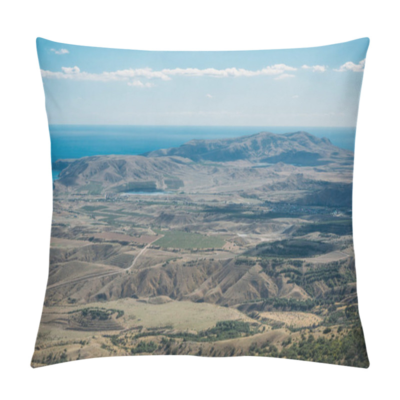 Personality  Scenic Calm Seashore With Crimean Mountains Ridge, Ukraine, May 2013 Pillow Covers