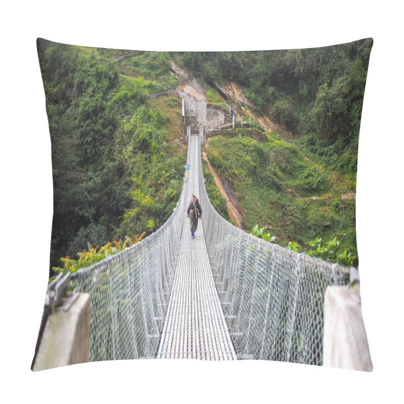 Personality  Rope Hanging Suspension Bridge In Nepal Pillow Covers