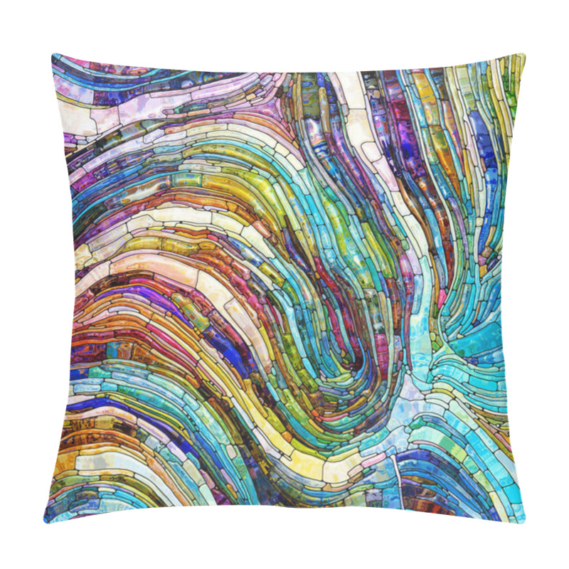 Personality  Shimmering Glass Series. Creative Arrangement Of Saturated Refracted Glass Patterns On The Subject Of Sensory Enchantment, Light Perception, Imagination And Creativity. Pillow Covers