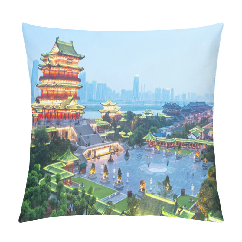 Personality  Nanchang Tengwang Pavilion At Night Pillow Covers