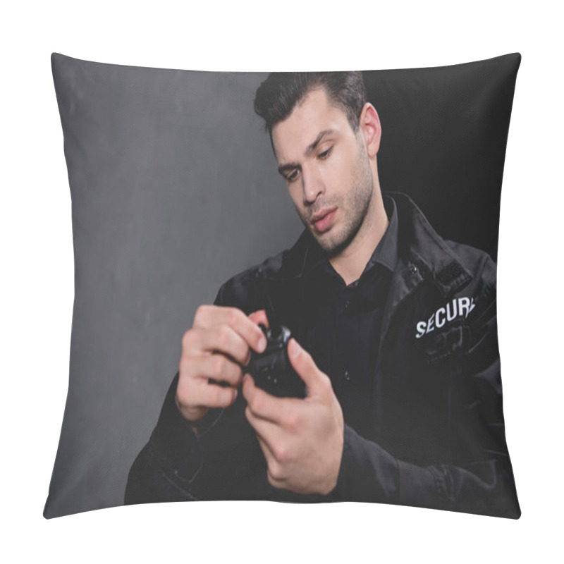 Personality  Handsome Guard In Black Uniform Holding Walkie-talkie  Pillow Covers