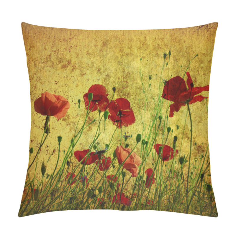 Personality  Grunge Poppies Background Pillow Covers