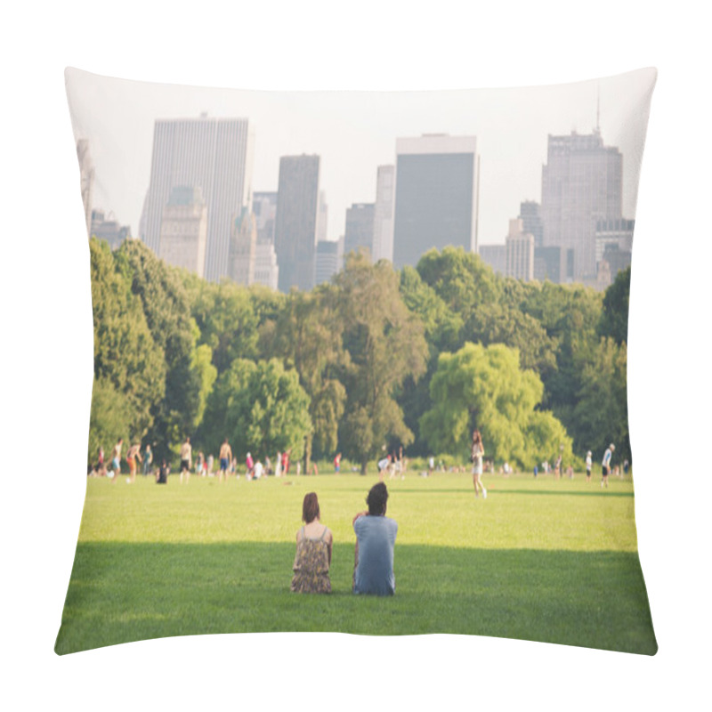 Personality  Enjoying Relaxing Outdoors In Central Park In New York. Pillow Covers