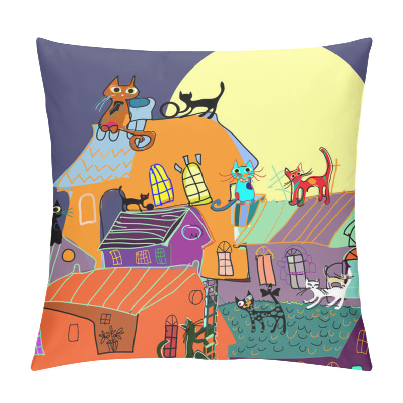 Personality  Cats On The Rooftops Pillow Covers