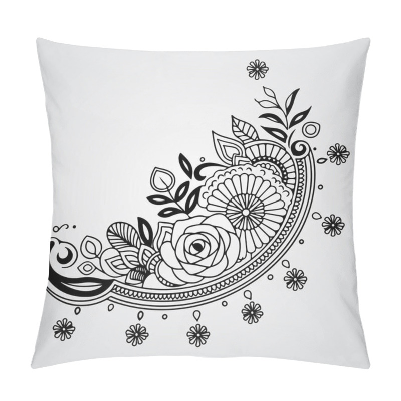 Personality  A Hand Drawn Illustration Floral Ornament With Flowers And Leaves Pillow Covers