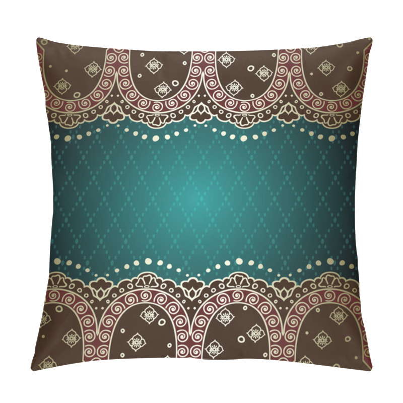 Personality  Elegant Green & Gold Background Inspired By Indian Mehndi Designs Pillow Covers