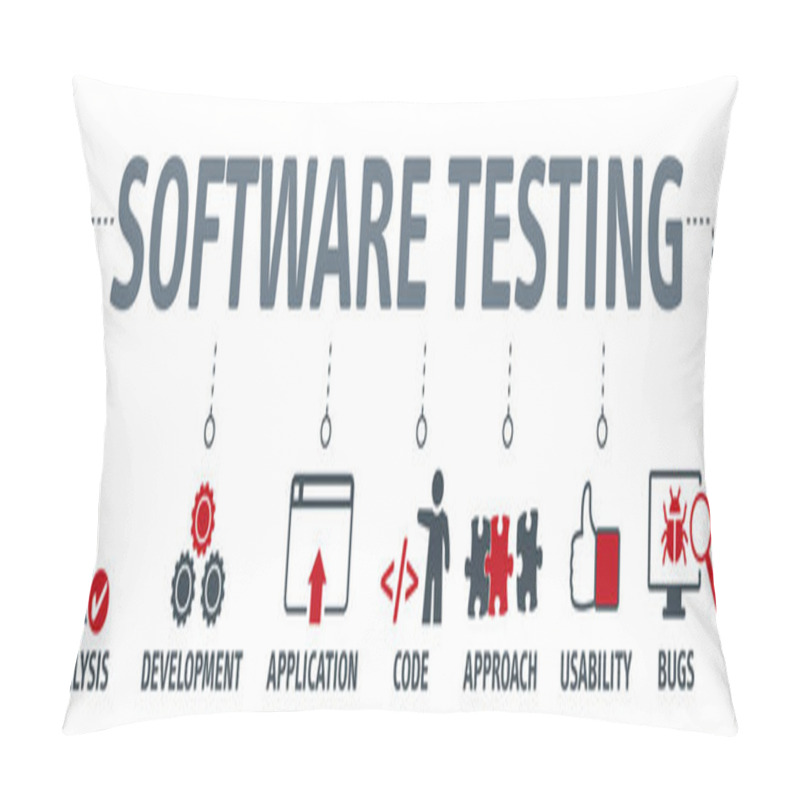 Personality  Banner Conceptual Business Illustration With Vector Icons And The Words Software Testing Pillow Covers