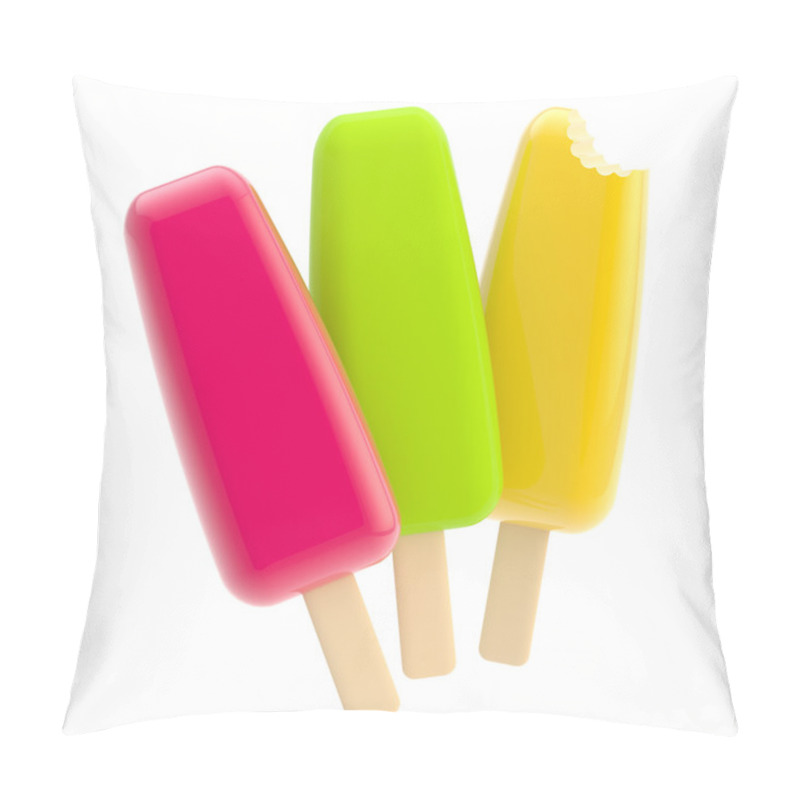 Personality  Three Glossy Popsicles Isolated Pillow Covers