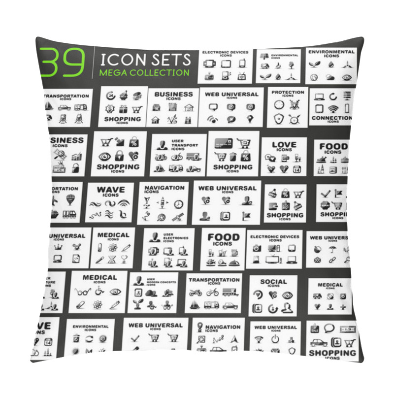 Personality  Mega Collection Of Black Glossy Icon Sets Pillow Covers