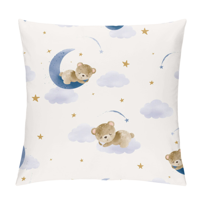 Personality  Cute Seamless Pattern With Bears Sleeping On Clouds Pillow Covers