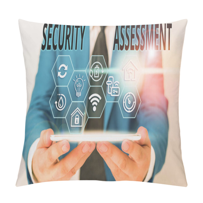 Personality  Word Writing Text Security Assessment. Business Photo Showcasing Study To Locate IT Security Vulnerabilities And Risks Pillow Covers