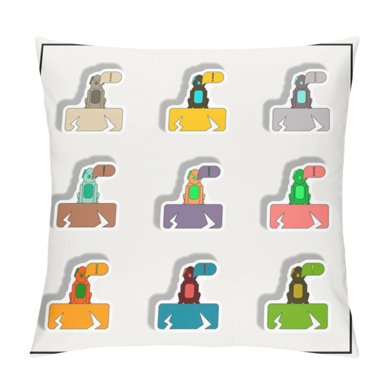 Personality  Cracked Earth And Dog, Drought Effects On Animals Sticker Set On Grey Background Pillow Covers