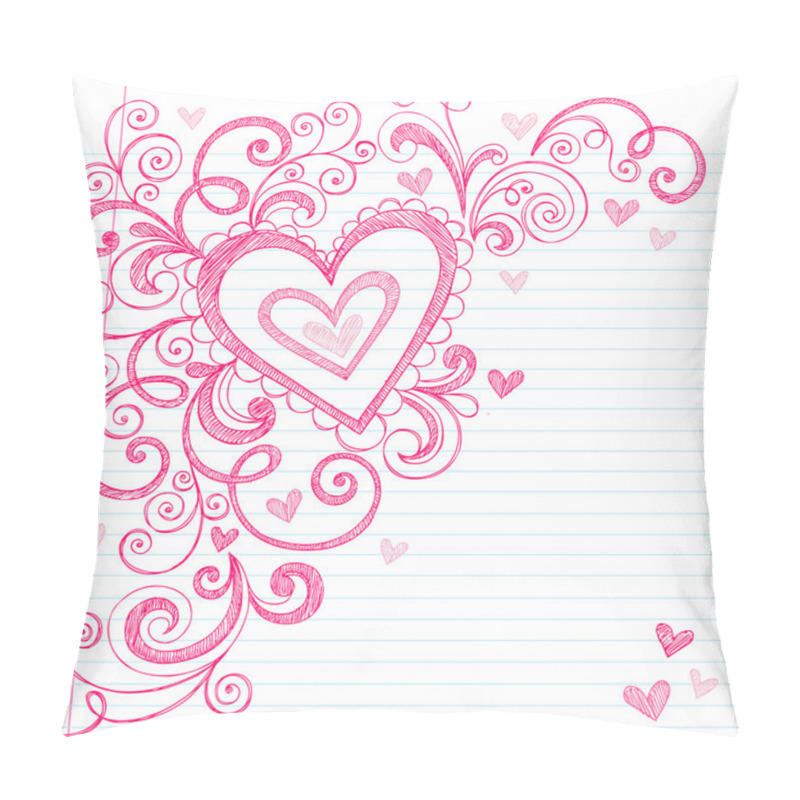 Personality  Hearts Sketchy Doodle Swirls Vector Design Elements Pillow Covers