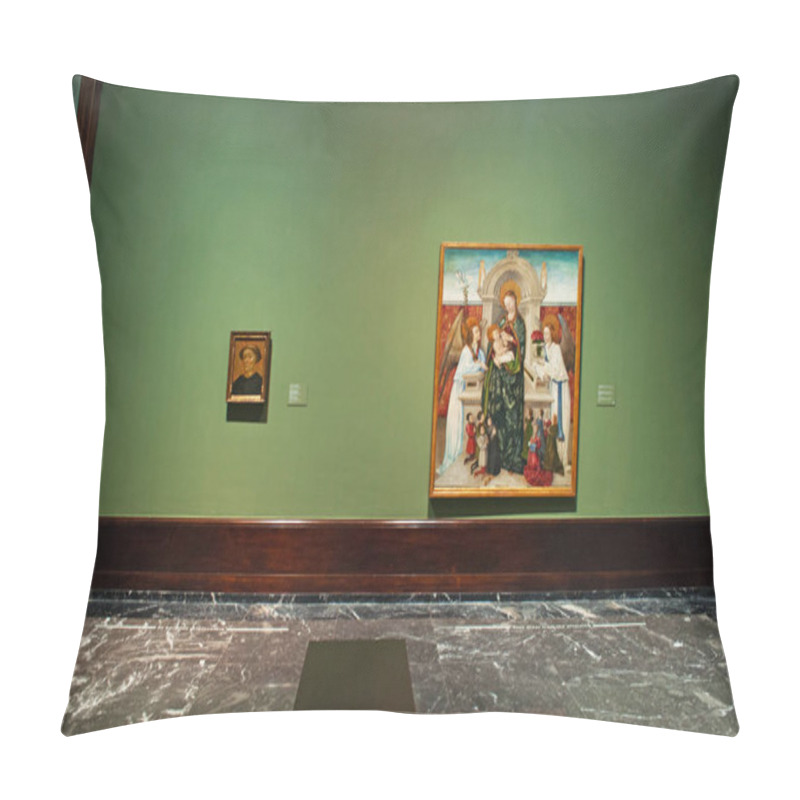 Personality  Spain: Virgin And Child, Angels And Family Of Donors By Berthomeu Baro At Bilbao Fine Arts Museum, The Second Most Visited Basque Museum Where It's Allowed To Take Pictures Of The Artworks Pillow Covers