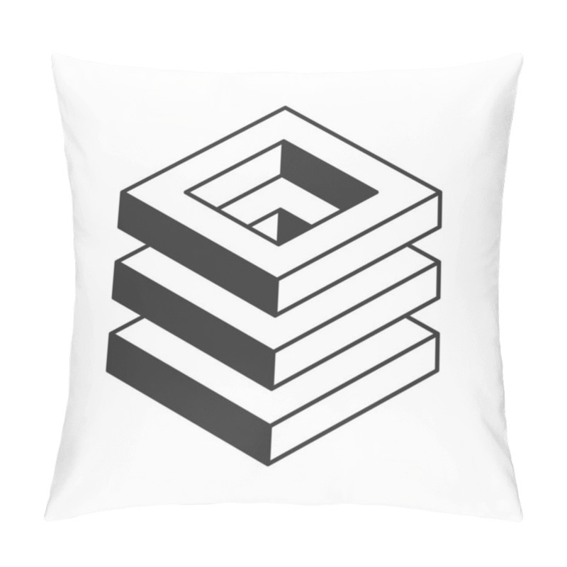 Personality  Stylish Isometric Illustration Of Stacked Squares Creating A Nested, Receding Effect.  Perfect For Concepts Of Depth, Layers, Complexity, Or Technology. Pillow Covers