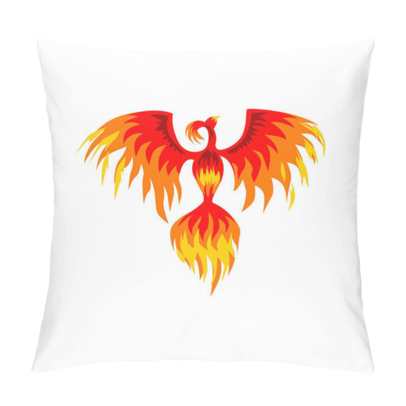 Personality  Phoenix, Flaming Mythical Firebird Vector Illustration On A White Background Pillow Covers