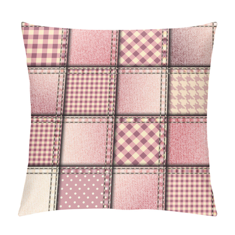 Personality  Patchwork Of Pink Denim Fabric. Pillow Covers