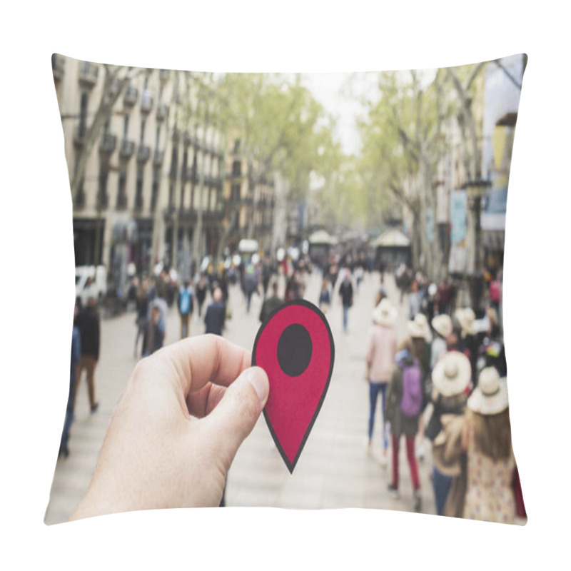 Personality  Man With A Red Marker In Las Ramblas, Barcelon Pillow Covers