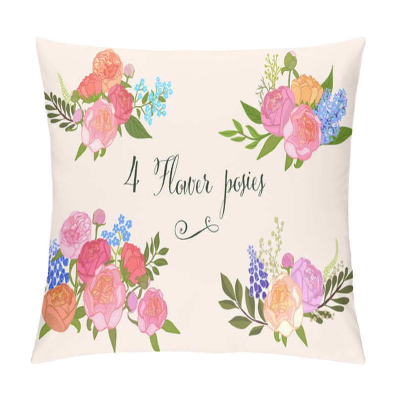 Personality  Bouquet Of Peonies. Set. - Illustration. Pillow Covers