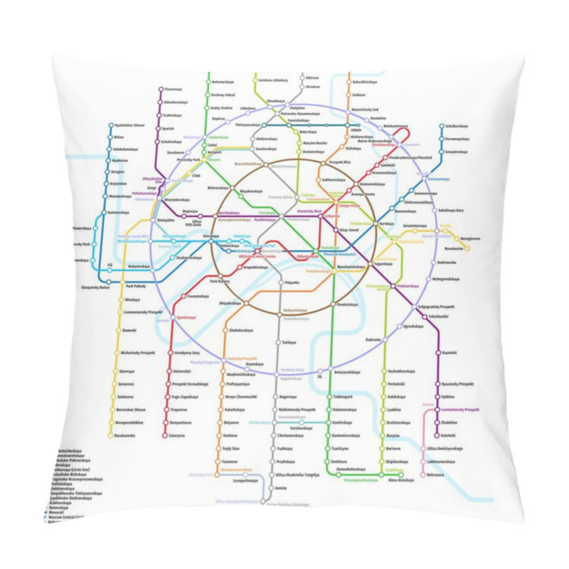 Personality  Moscow Metro Map | Vector Detailed Scheme Of The Moscow Subway, Monorail And Moscow Central Circle | 2019 Pillow Covers