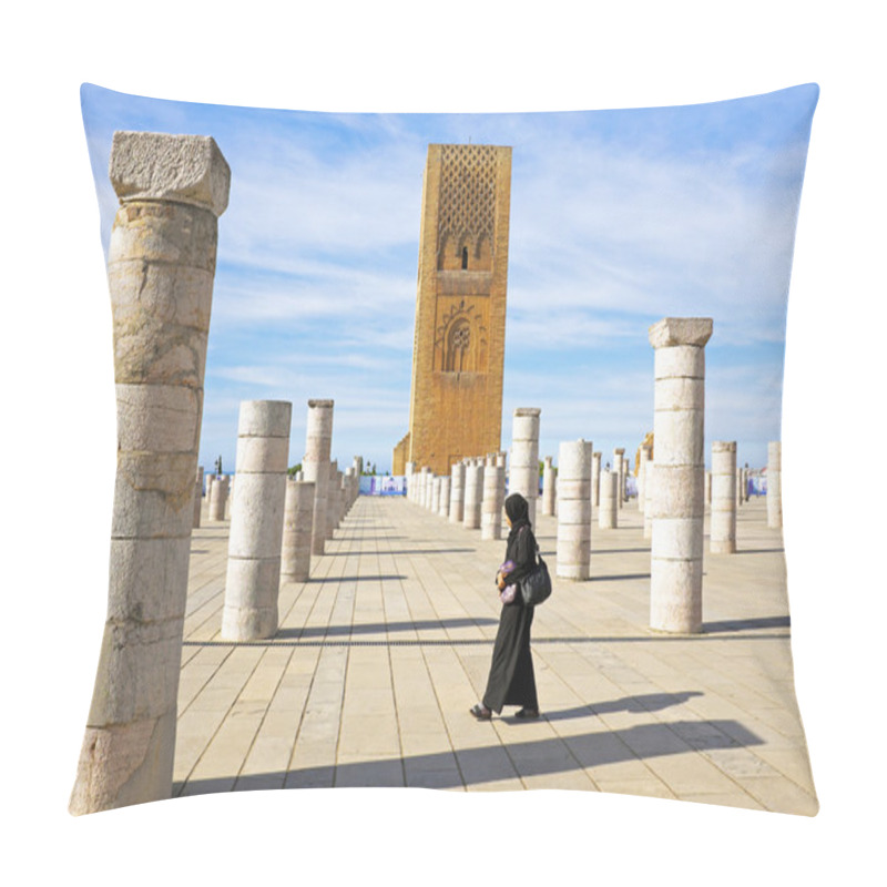 Personality  Marocco,Rabat. The Hassan Tower Opposite The Mausoleum Of King M Pillow Covers