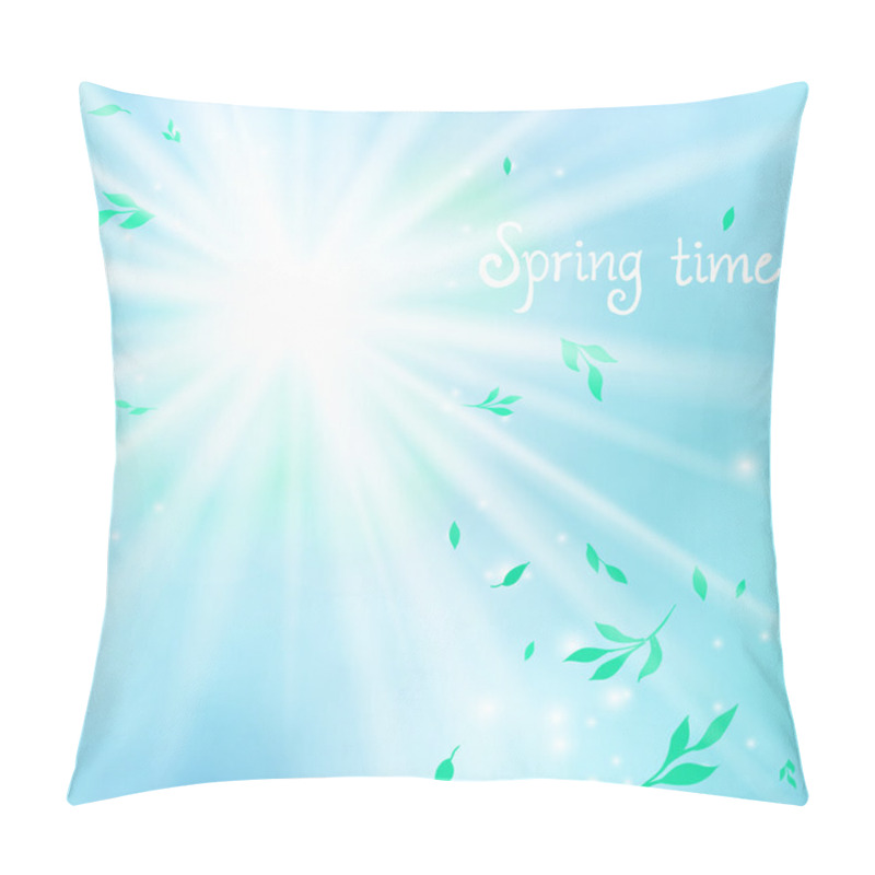 Personality  Spring Card Background With Sun And Leaves Pillow Covers