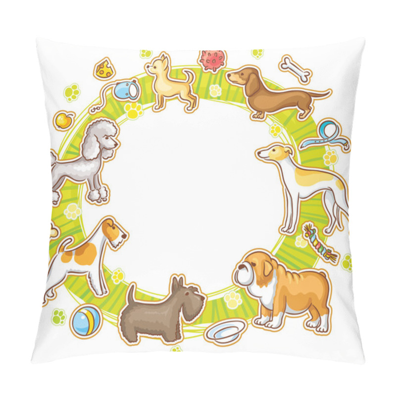 Personality  Round Frame With Cartoon Dogs Pillow Covers