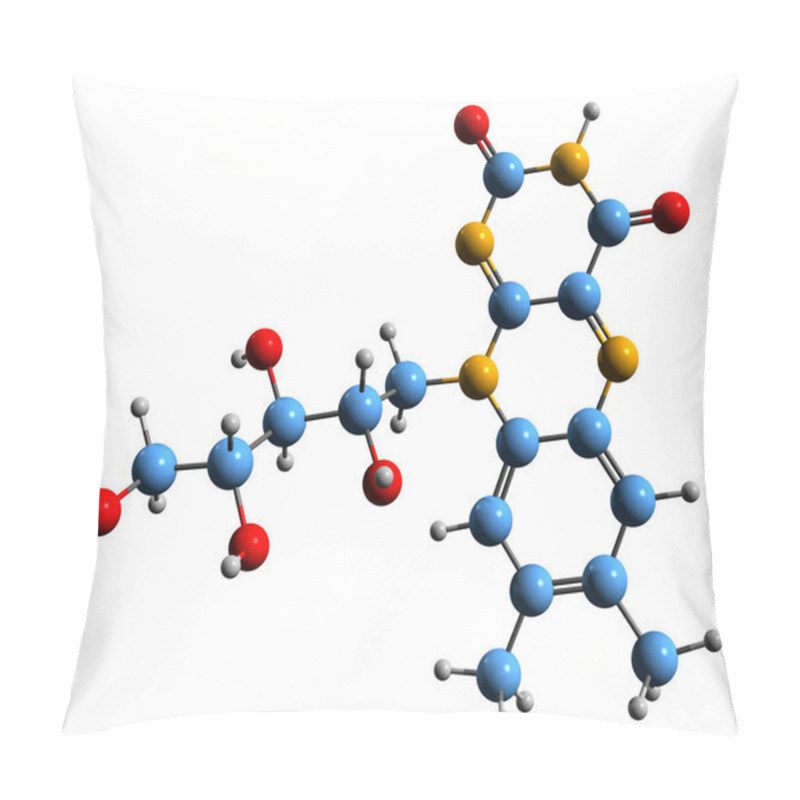 Personality   3D Image Of Riboflavin Skeletal Formula - Molecular Chemical Structure Of Vitamin B2 Isolated On White Background Pillow Covers