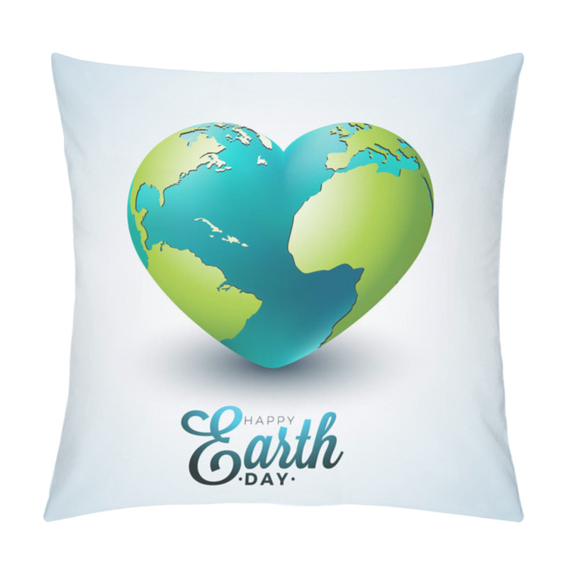 Personality  Earth Day Illustration With Planet In The Heart. World Map Background On April 22 Environment Concept. Vector Design For Banner, Poster Or Greeting Card. Pillow Covers