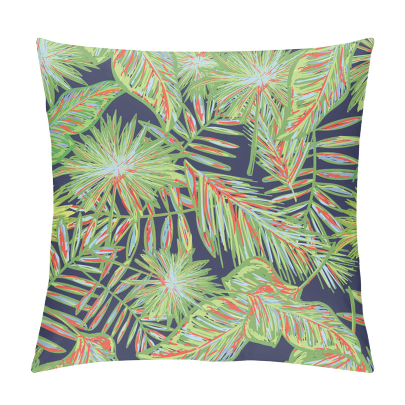 Personality  Grunge Tropical Palm Leaves Seamless Pattern ,free Style Jungle Floral Background For T-shirts, Clothes Pillow Covers