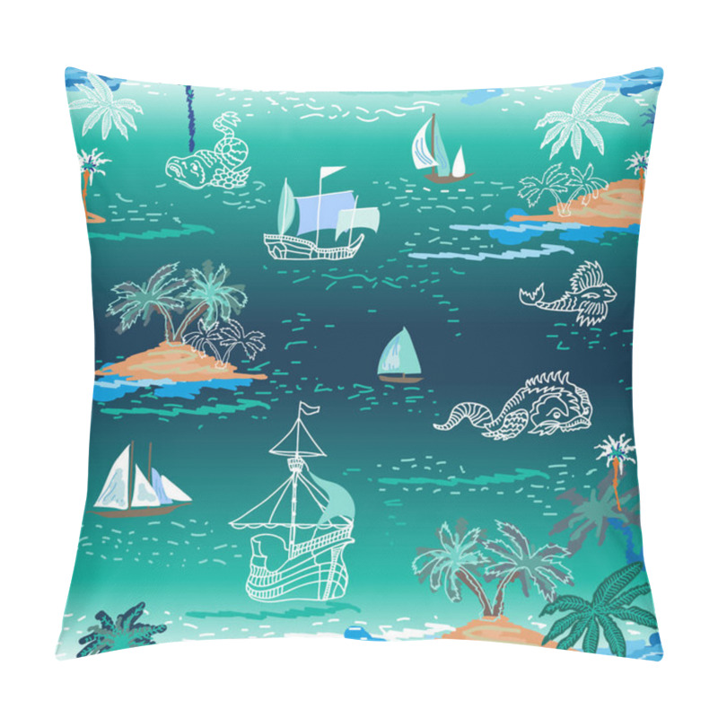 Personality  Sea Monsters In The Blue Lagoon. Pillow Covers