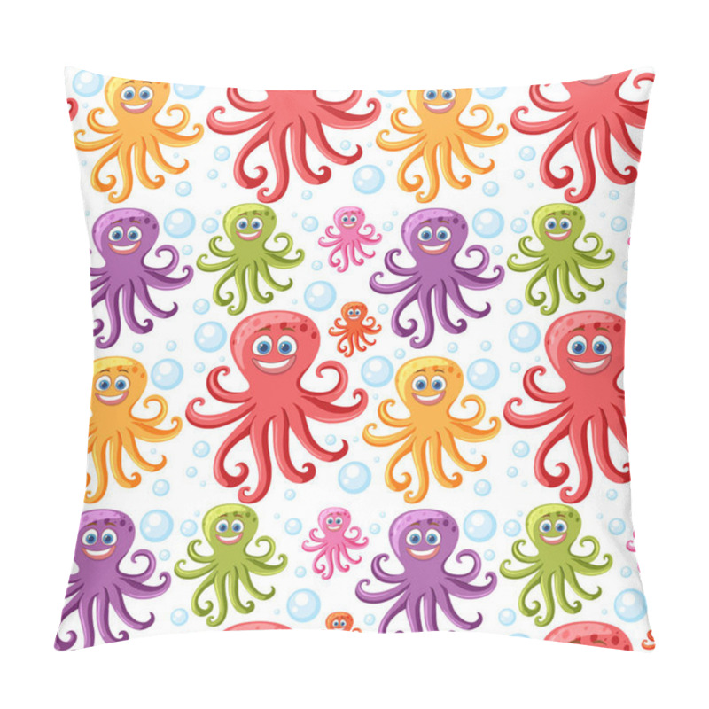 Personality  Vibrant Octopuses Surrounded By Playful Bubbles Pillow Covers